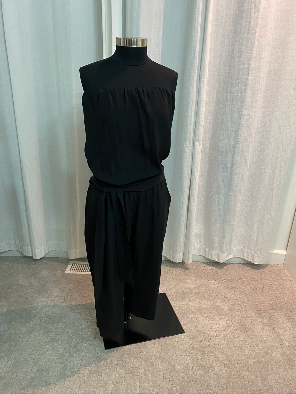 Express Black Sleeveless Halter Jumpsuit with Waist Tie